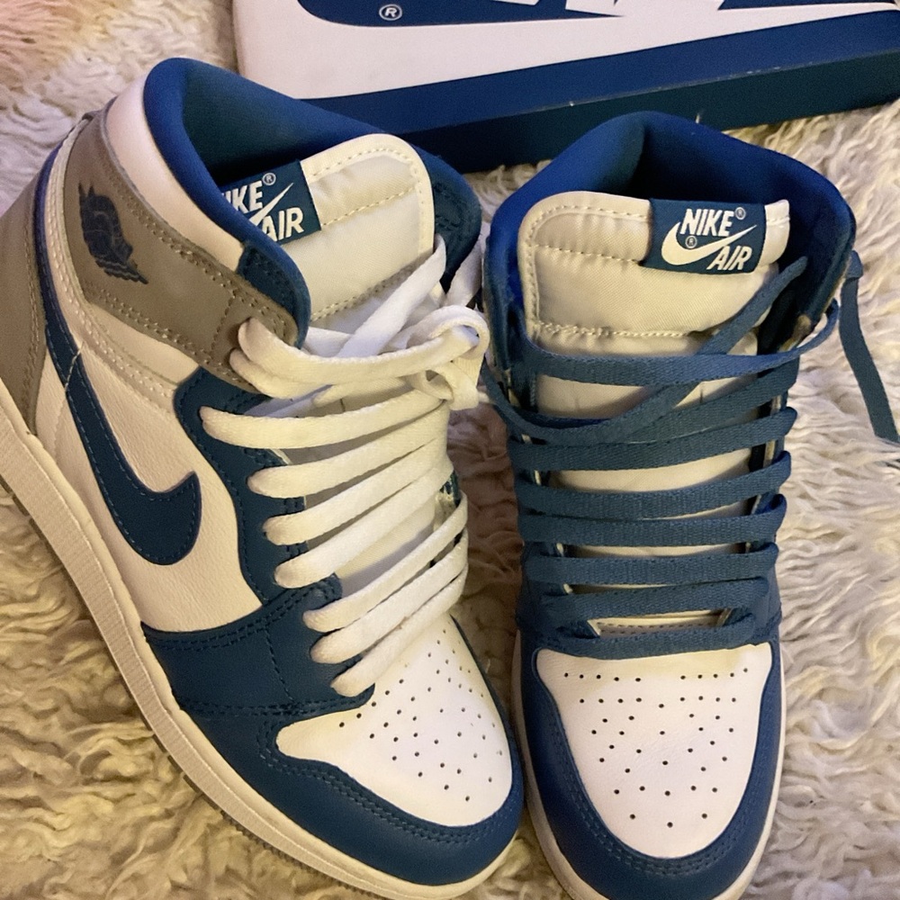 Nike Air High-Top Sneakers in Blue, White, and Gray